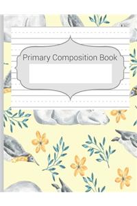 Primary Composition Book: Blank Handwriting & Sketch Notebook, Story Space & Dotted Mid-Line Notebook, Draw & Write Notebook, For Primary, Kindergarten, K-3rd, Penguins and B