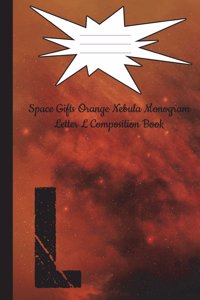 Space Gifts Orange Nebula Monogram Letter L Journal Composition Notebook