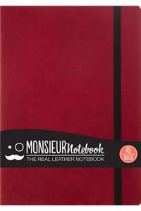 Monsieur Notebook Leather Journal - Red Ruled Medium A5
