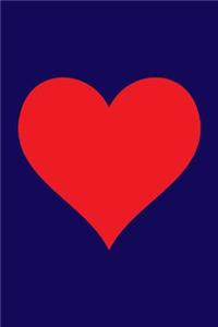 100 Page Blank Notebook - Red Heart on Navy Blue