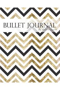 Bullet Journal Notebook, Dotted Grid, Graph Grid-Lined Paper, Large, 8x10, 150 Pages: Metallic Black Gold Chevron Geometric Abstract Cover: Master Journaling with Bullet Guide System Professional Journal