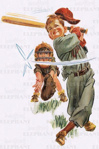 Boys Playing Baseball - Greeting Card