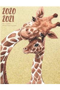 Daily Planner 2020-2021 Watercolor Giraffe Calf 15 Months Gratitude Hourly Appointment Calendar