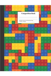 Composition Book Wide-Ruled Primary Color Building Blocks Design