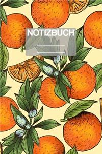 Notizbuch A5 Muster Orange Frucht Früchte Orangen Zeichnung
