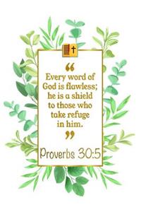 Every Word of God Is Flawless; He Is a Shield to Those Who Take Refuge in Him: Proverbs 30:5 Bible Journal