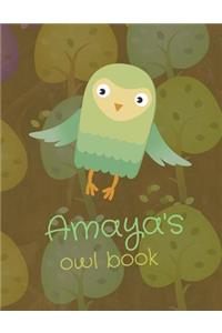 Amaya's Owl Book: Personalized Amaya name owl themed notebook, sketchbook or blank book journal. Scandinavian style personalized cute owl journals