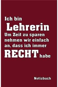 Ich Bin Lehrerin Notizbuch