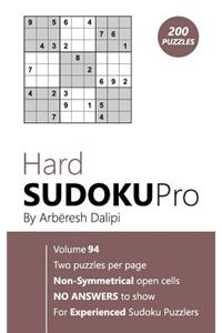 Hard Sudoku Pro: Book for Experienced Puzzlers (200 puzzles) Vol. 94