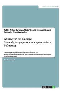 Gründe für die niedrige Ausschöpfungsquote einer quantitativen Befragung