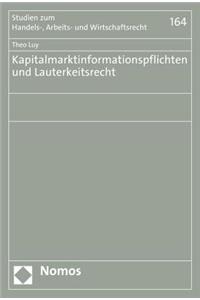 Kapitalmarktinformationspflichten Und Lauterkeitsrecht