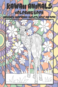 Kawaii Animals - Coloring Book - Hedgehog, Chimpanzee, Axolotl, Wolf, and more