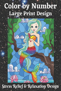 Color by Number Large Print Design Stress Relief & Relaxation Design