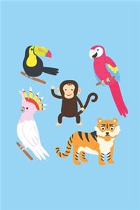 Drawings of Jungle Animals - Blank Lined Notebook