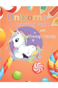 Unicorns Coloring Book with Sweet Candy