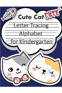 Cute Cat Trace Letters alphabet for kindergarten