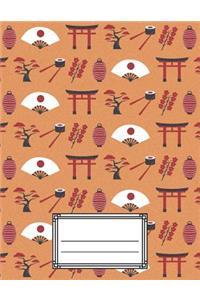 Torii, Fan & Sushi Genkouyoushi Kanji, Hiragana & Katakana Practice Notebook