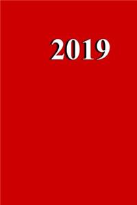 2019 Weekly Planner Red Color Simple Plain Red 134 Pages