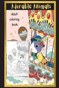 Adorable animals adult coloring book