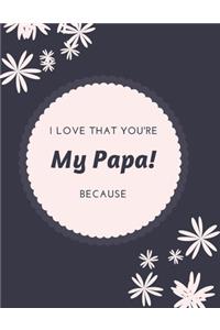 Gift Note Pad For My Papa I love you Because you are My Life I Love That You're My Papa!