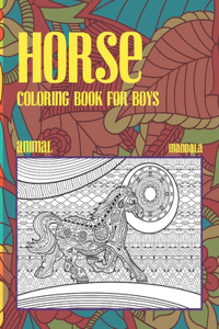 Mandala Coloring Book for Boys - Animal - Horse