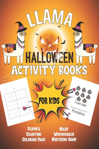 Llama Halloween activity books for kids