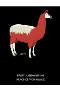 Llama Print Handwriting Practice Workbook