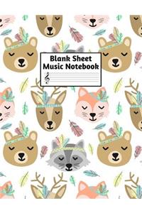 Blank Sheet Music Notebook: Easy Blank Staff Manuscript Book Large 8.5 X 11 Inches Musician Paper Wide 12 Staves Per Page for Piano, Flute, Violin, Guitar, Trumpet, Drums, Cell