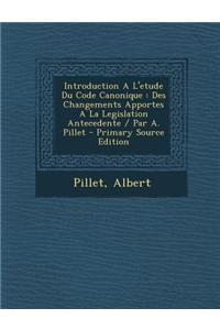 Introduction A L'etude Du Code Canonique