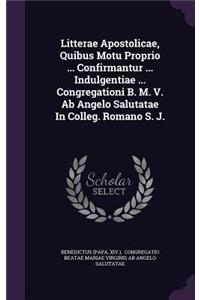 Litterae Apostolicae, Quibus Motu Proprio ... Confirmantur ... Indulgentiae ... Congregationi B. M. V. AB Angelo Salutatae in Colleg. Romano S. J.