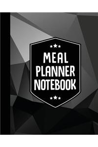 Meal Planner Notebook: Weekly Meal Planner Book - 50 Weeks Special Menu Record (Black Geometric)