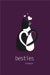 Besties Notebook, Blank Write-in Journal, Dotted Lines, Wide Ruled, Medium (A5) 6 x 9 Inches (Purple)