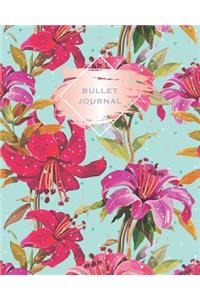 Bullet Journal: Red Flowers Against Turquoise 150 Dotted Page 8
