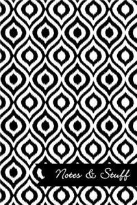 Notes & Stuff - Black & White Lined Notebook in Ikat Pattern