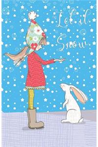 Bullet Journal Girl and Rabbit in Snow Scene
