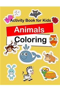 Activity Book For Kids Animals Coloring