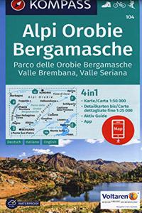 KOMPASS Wanderkarte Alpi Orobie Bergamasche 1:50 000: 4in1 Wanderkarte 1:50000 mit Aktiv Guide und Detailkarten inklusive Karte zur offline Verwendung in der KOMPASS-App. Fahrradfahren. Skitouren.