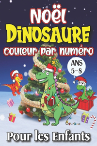 Noël Dinosaure Couleur Par Numéro Pour les Enfants Ans 5-8