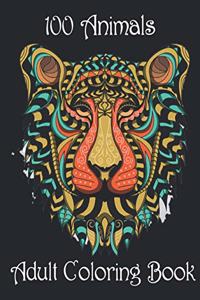 100 Animals Adult Coloring Book