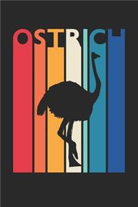 Vintage Ostrich Notebook - Gift for Animal Lover - Colorful Ostrich Diary - Retro Ostrich Journal