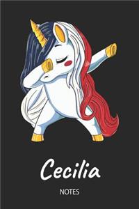 Cecilia - Notes: Noms Personnalisé Carnet de notes / Journal pour les filles et les femmes. Licorne qui dab aux cheveux aux couleurs du drapeau français. Accessoires