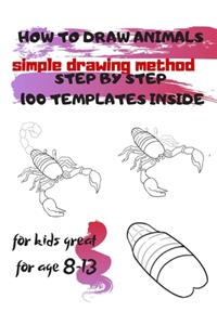 HOW TO DRAW ANIMALS simple drawing method STEP BY STEP 100 TEMPLATES INSIDE