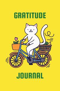 Cat Riding A Bike - Gratitude and Affirmation Journal Kids Ages 8 - 14