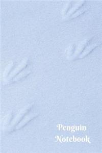 Penguin Notebook: Arctic Snow Foot Feet Print Tracks 6 X 9 Blank Lined Writing Notebook Journal, 110 Pages