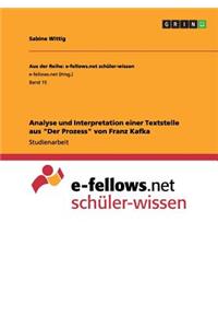 Analyse und Interpretation einer Textstelle aus Der Prozess von Franz Kafka