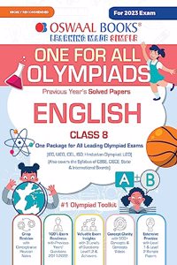 Oswaal One For All Olympiad Previous Years Solved Papers, Class-8 English Book (For 2023 Exam)
