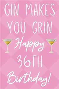 Gin Makes You Grin Happy 36th Birthday