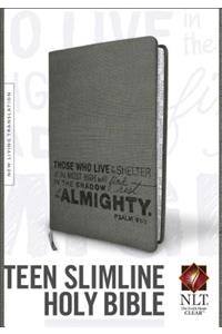 Teen Slimline Bible-NLT: New Living Translation, Charcoal Psalm 91 LeatherLike