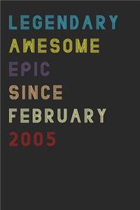 Legendary Awesome Epic Since December 2005 Notebook Birthday Gift