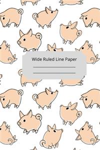 Cute Baby Pig Theme Wide Ruled Line Paper